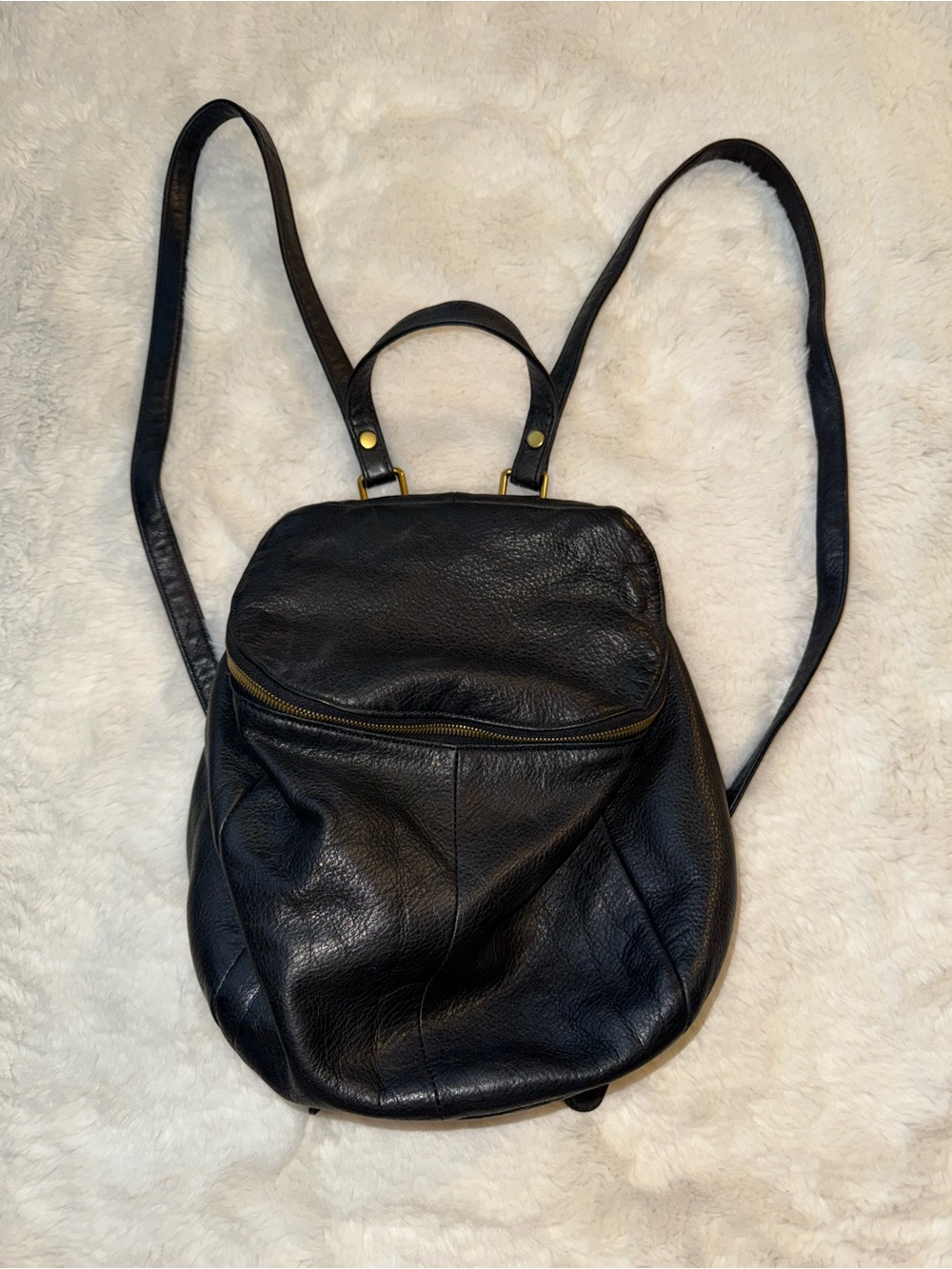 HOBO River Black Leather Double Zipper Top Handle Multi Pockets Backpack Bag - Picture 3 of 7